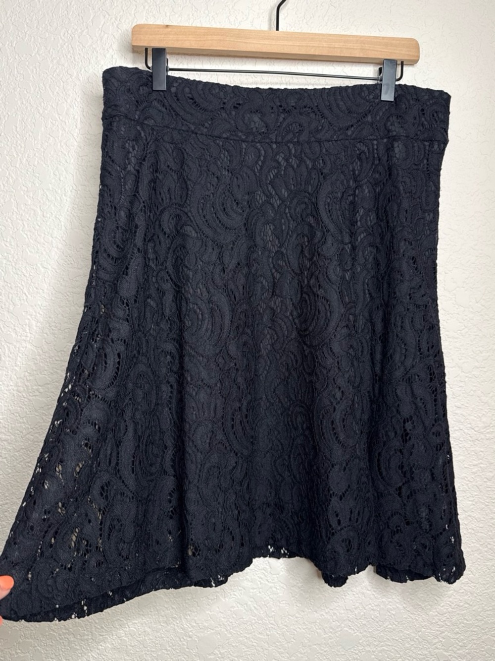 Alfani Black Lace A-Line Skirt Size 10 Flared Zip-Back Lined Boho Glam Evening